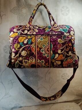 Vera Bradley Quilted Travel Bag in Purple, Teal, Yellow, Cream